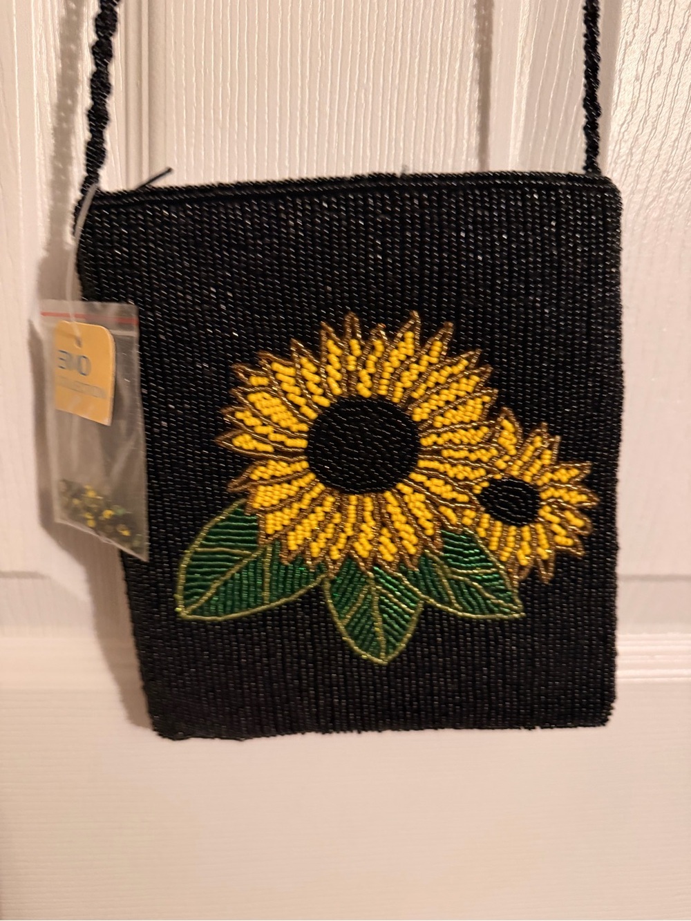 Black Ermo Sunflower Beaded Crossbody Bag - Women